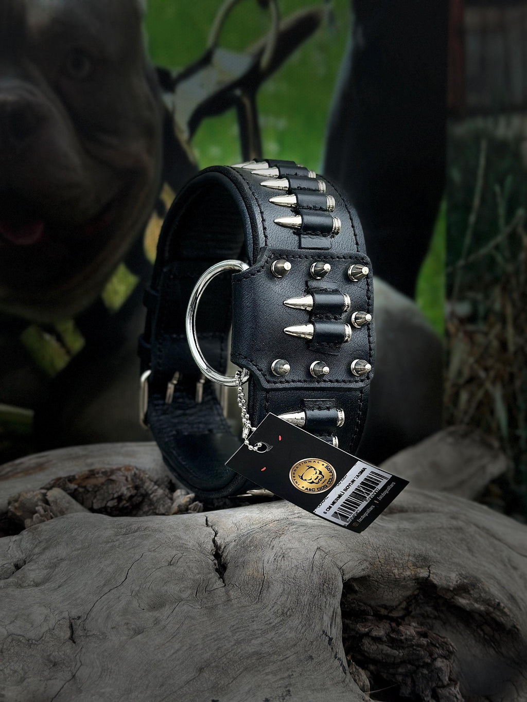 Bullet Spike 3-Piece Dog Set – Collar + Muzzle + Leash | Handmade Leather