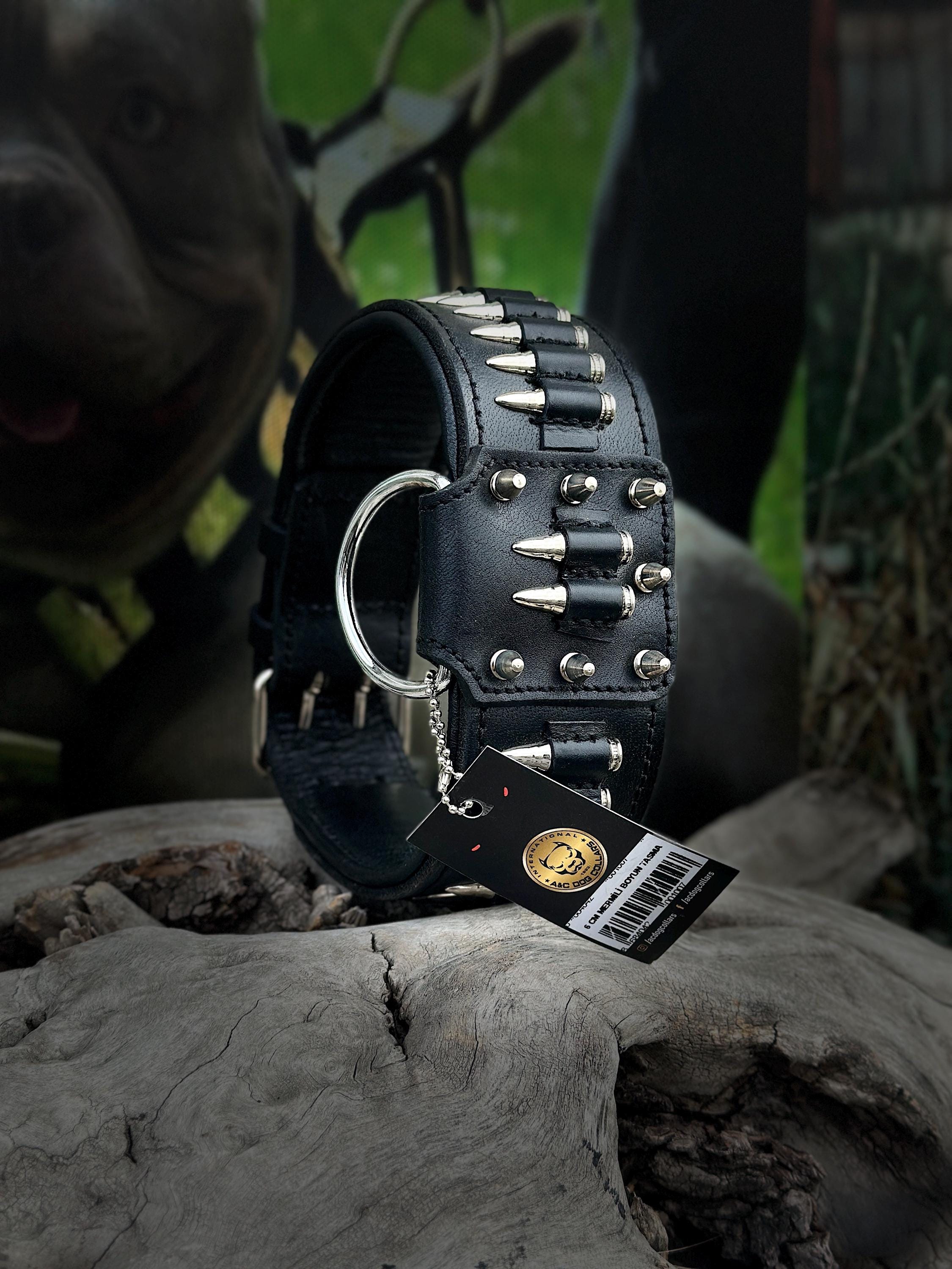 Bullet Spike 3-Piece Dog Set – Collar + Muzzle + Leash | Handmade Leather