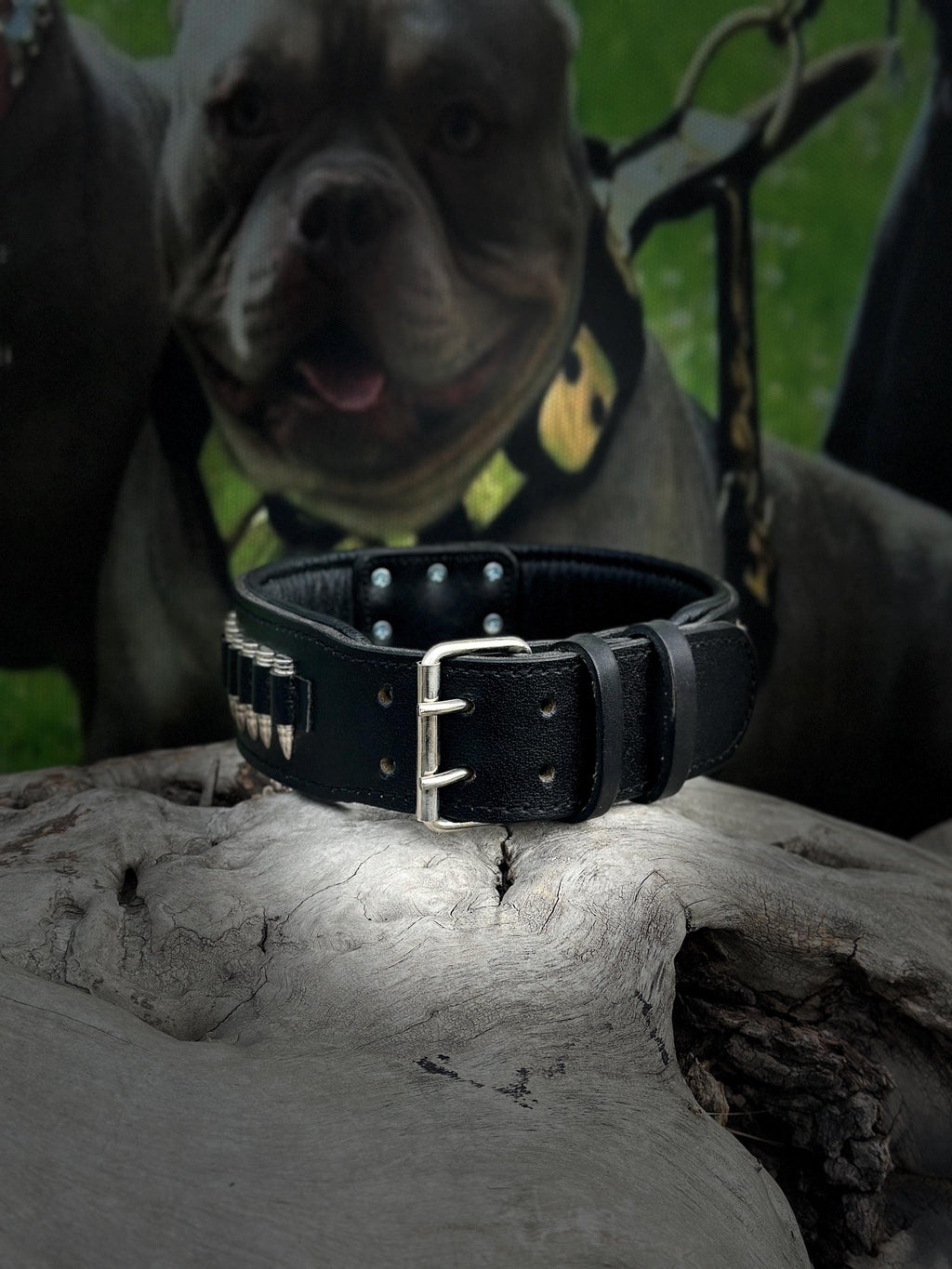 Bullet Spike 3-Piece Dog Set – Collar + Muzzle + Leash | Handmade Leather