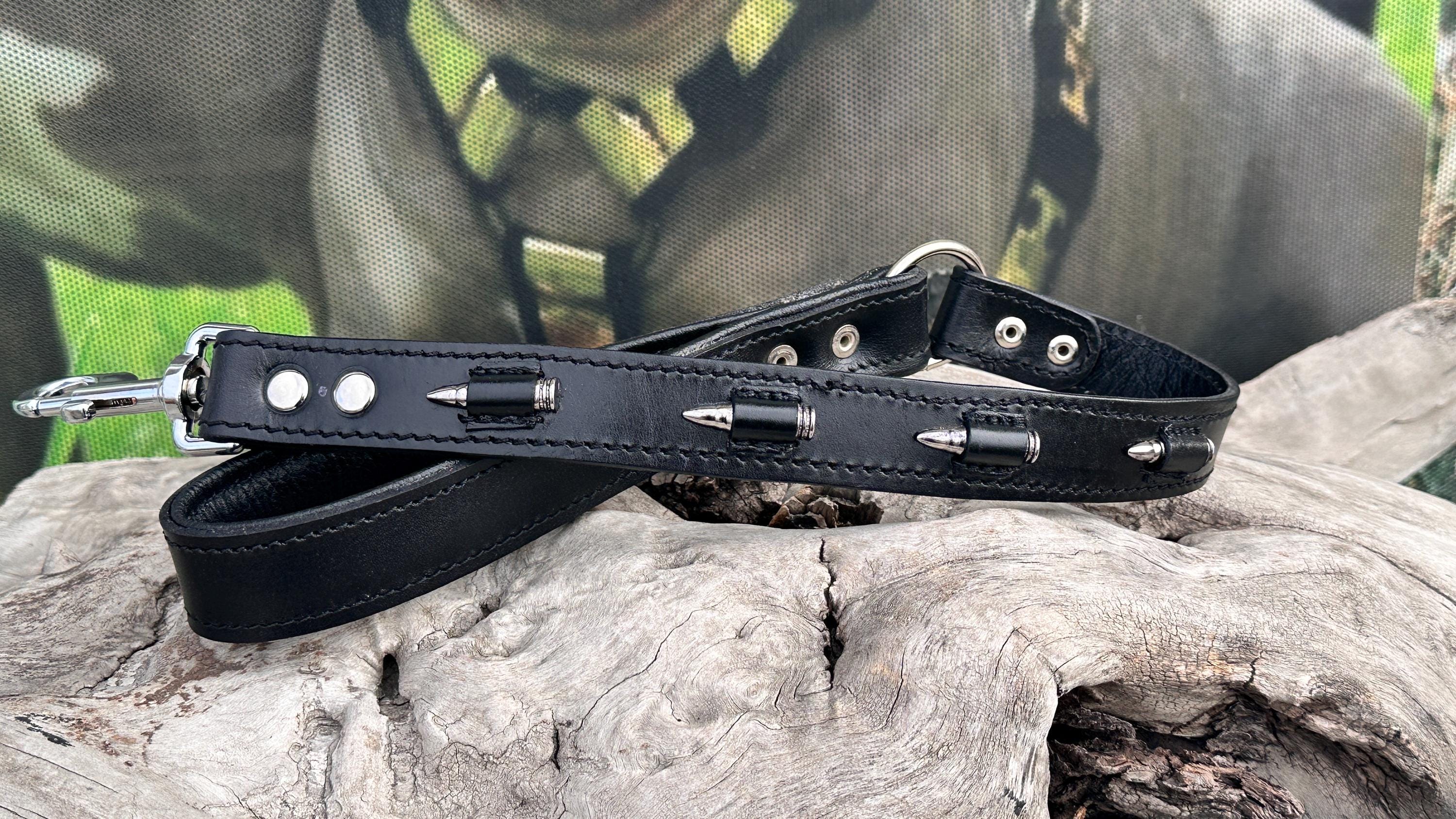 Bullet Spike 3-Piece Dog Set – Collar + Muzzle + Leash | Handmade Leather