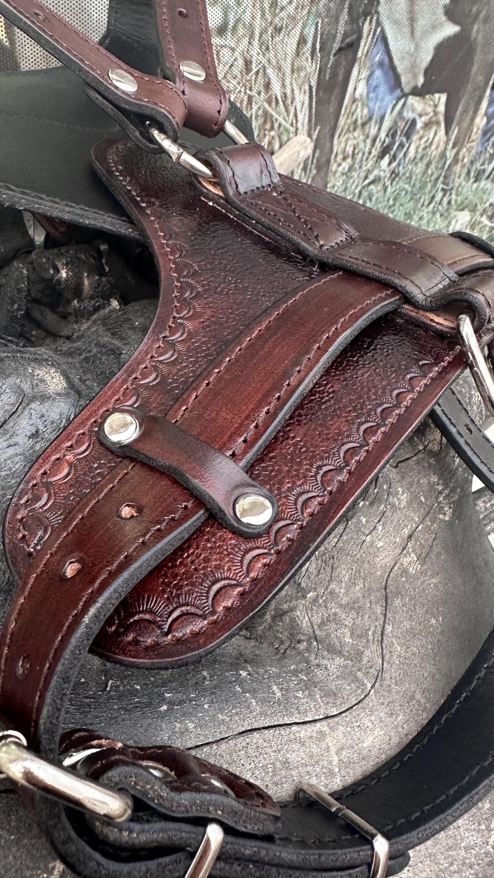 Punisher Emblem Leather Dog Harness – Handmade Warrior Chest Plate