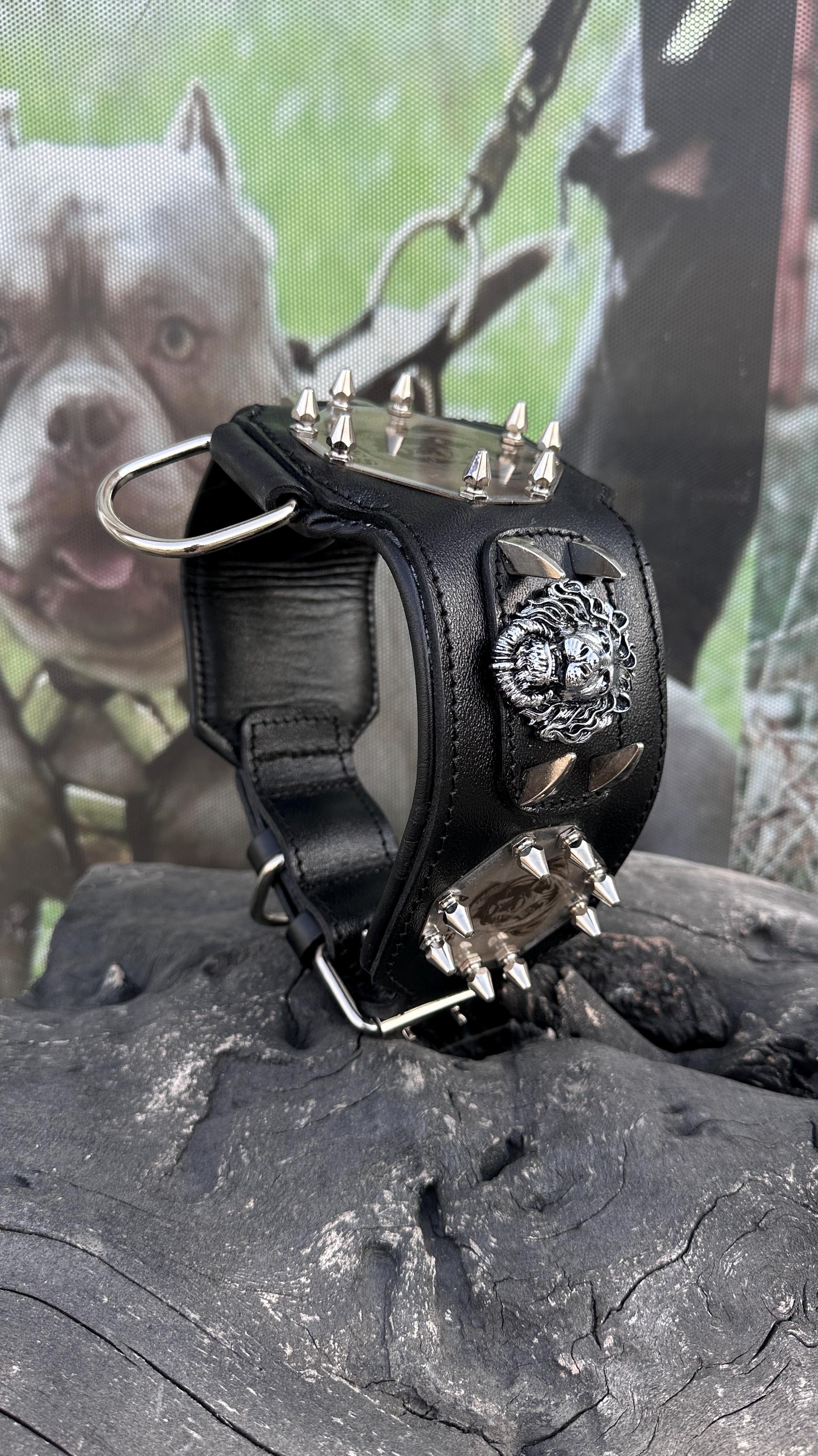 Custom Kangal Dog Collar, Harness & Leash Set – Handmade Leather Spike Set