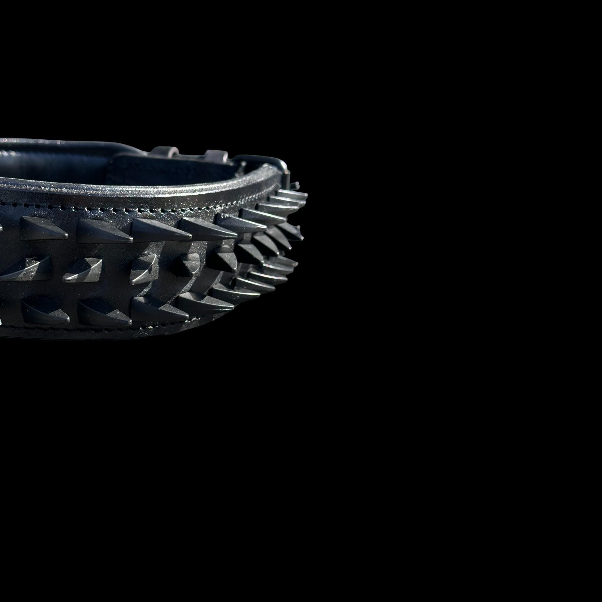 Black Spiked Leather Dog Harness Collar Leash Set | Heavy Duty, Bully Breed