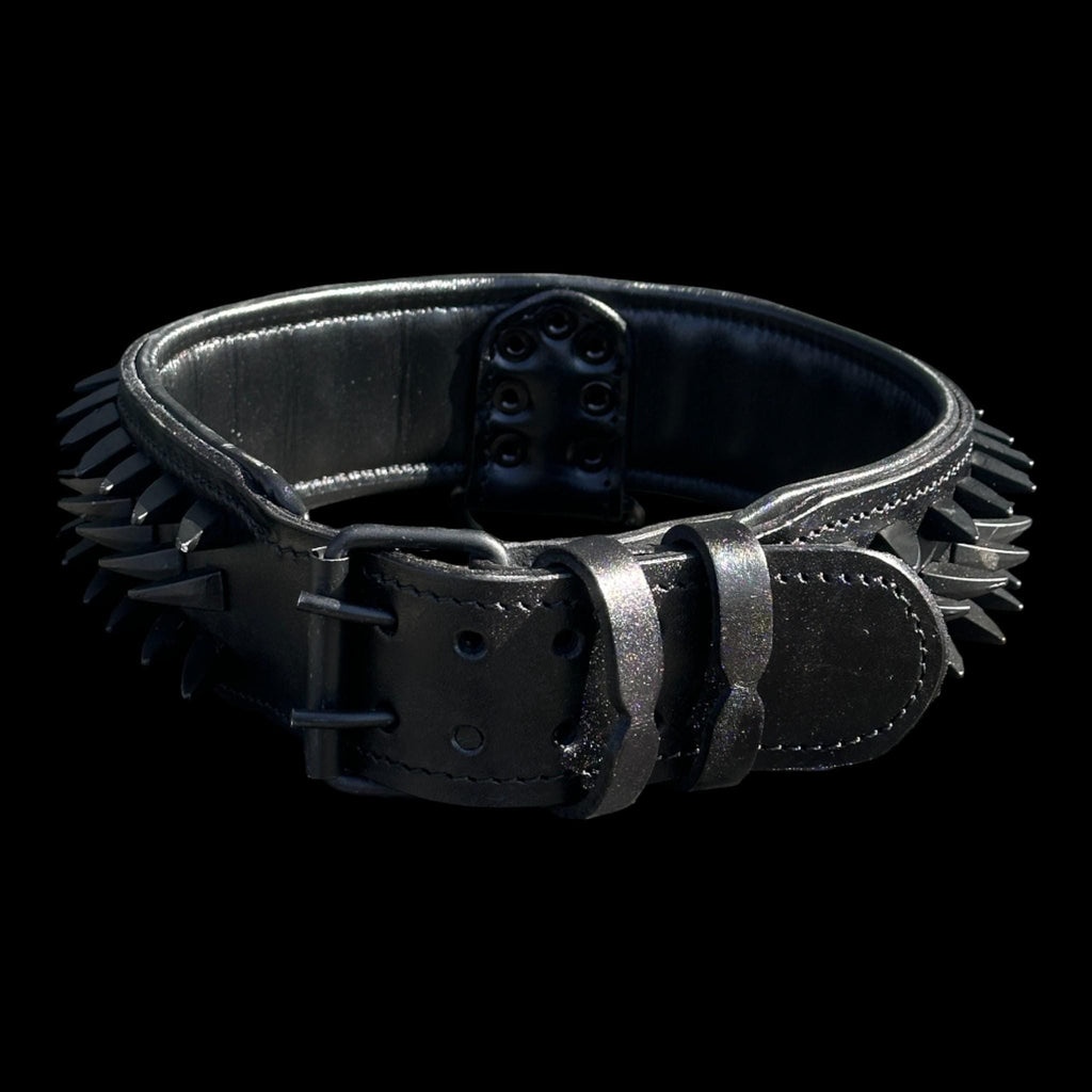 Black Spiked Leather Dog Harness Collar Leash Set | Heavy Duty, Bully Breed