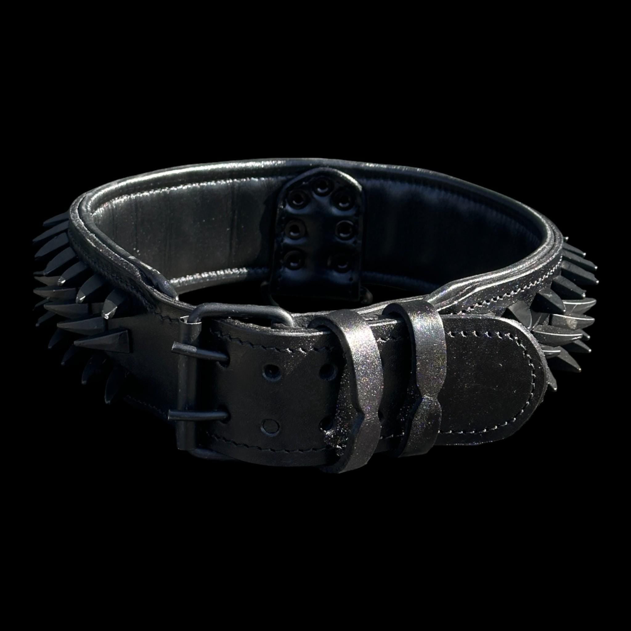 Black Spiked Leather Dog Harness Collar Leash Set | Heavy Duty, Bully Breed