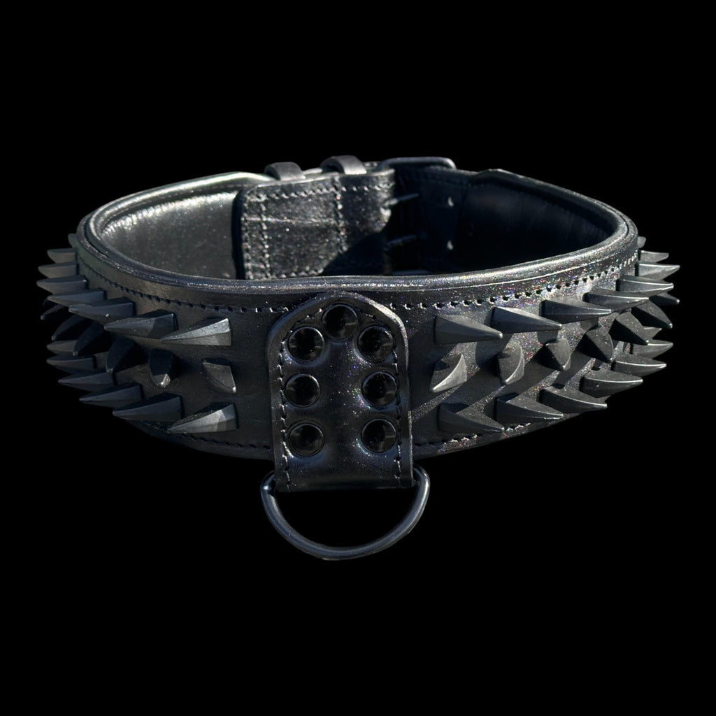 Black Spiked Leather Dog Harness Collar Leash Set | Heavy Duty, Bully Breed