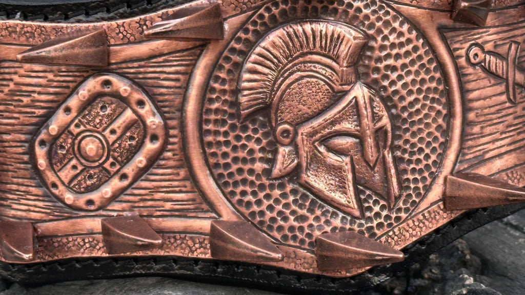 Gladiator Copper Spiked Dog Collar – Handcrafted Buffalo Leather