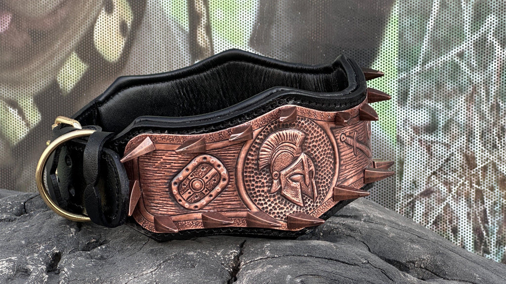 Gladiator Copper Spiked Dog Collar – Handcrafted Buffalo Leather