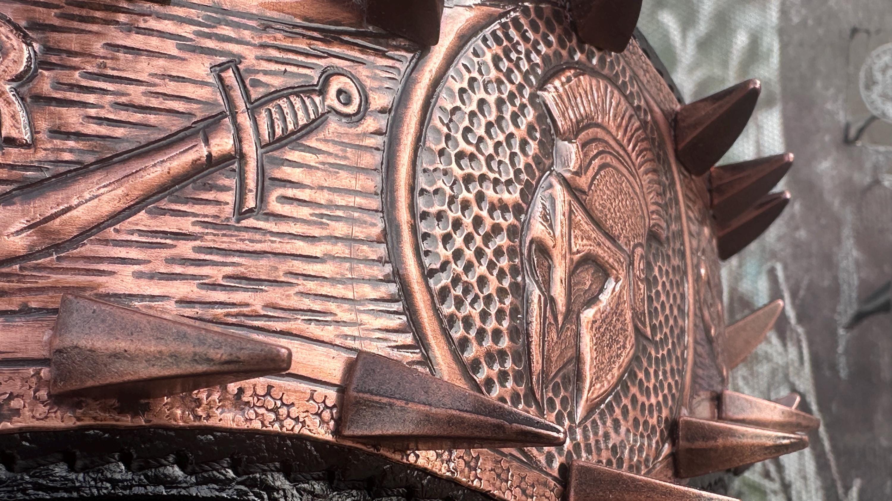 Gladiator Copper Spiked Dog Collar – Handcrafted Buffalo Leather