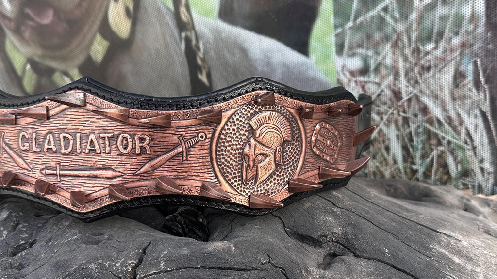 Gladiator Copper Spiked Dog Collar – Handcrafted Buffalo Leather