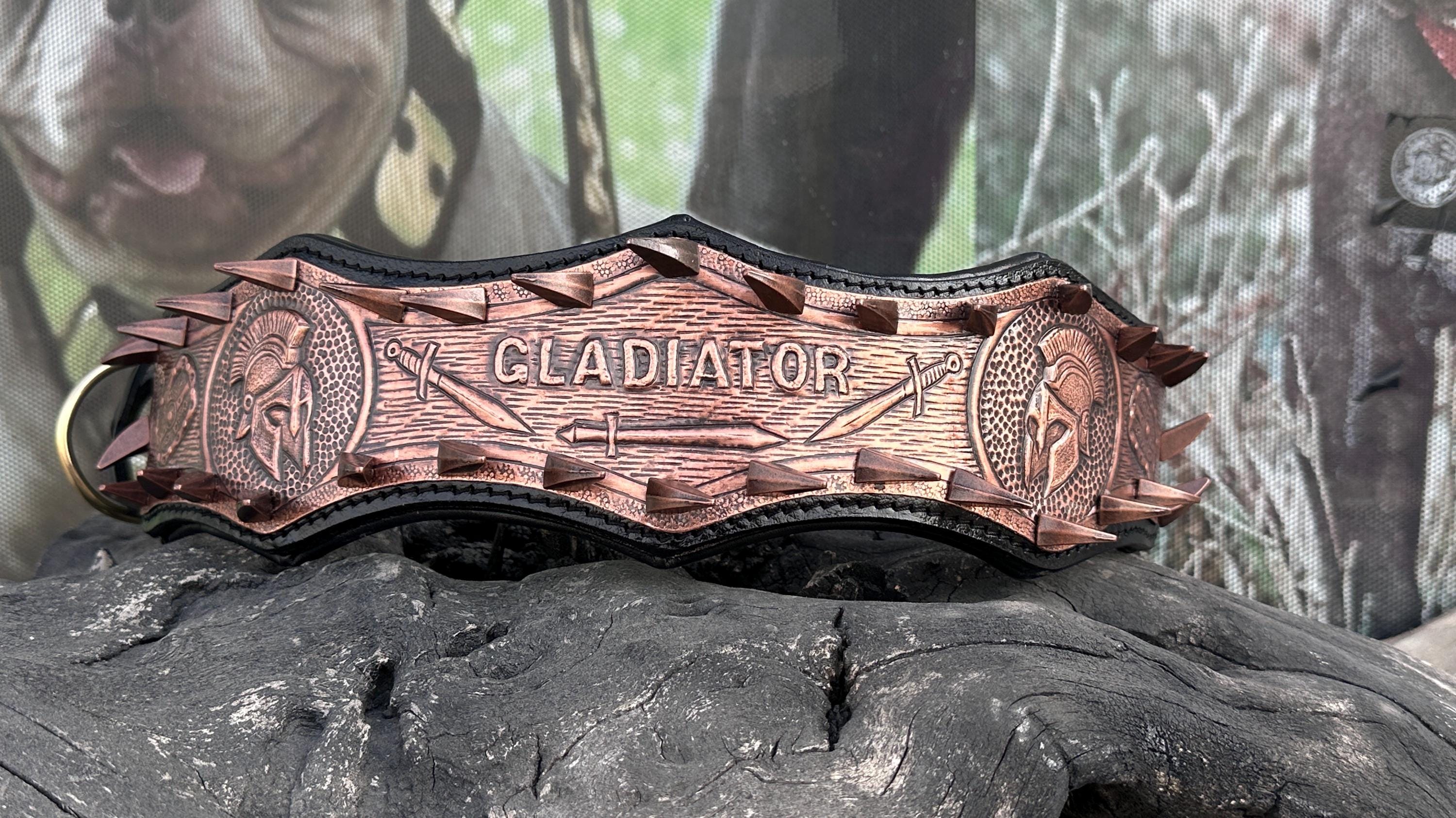 Gladiator Copper Spiked Dog Collar – Handcrafted Buffalo Leather