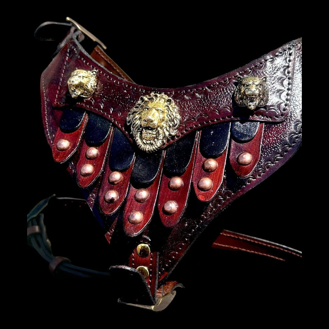 Handmade Leather Gladiator Dog Harness: Tactical Style Pet Armor (25-90 kg)