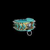Packaged Lion Emperor Turquoise Edition handmade collar ready for UPS Express delivery.