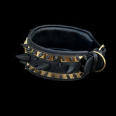 Premium handcrafted leather collar with gold plate design