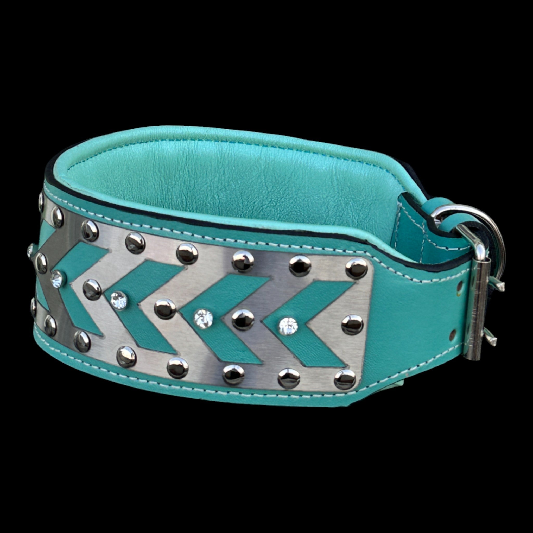 Crystal-studded handmade collar for Doberman