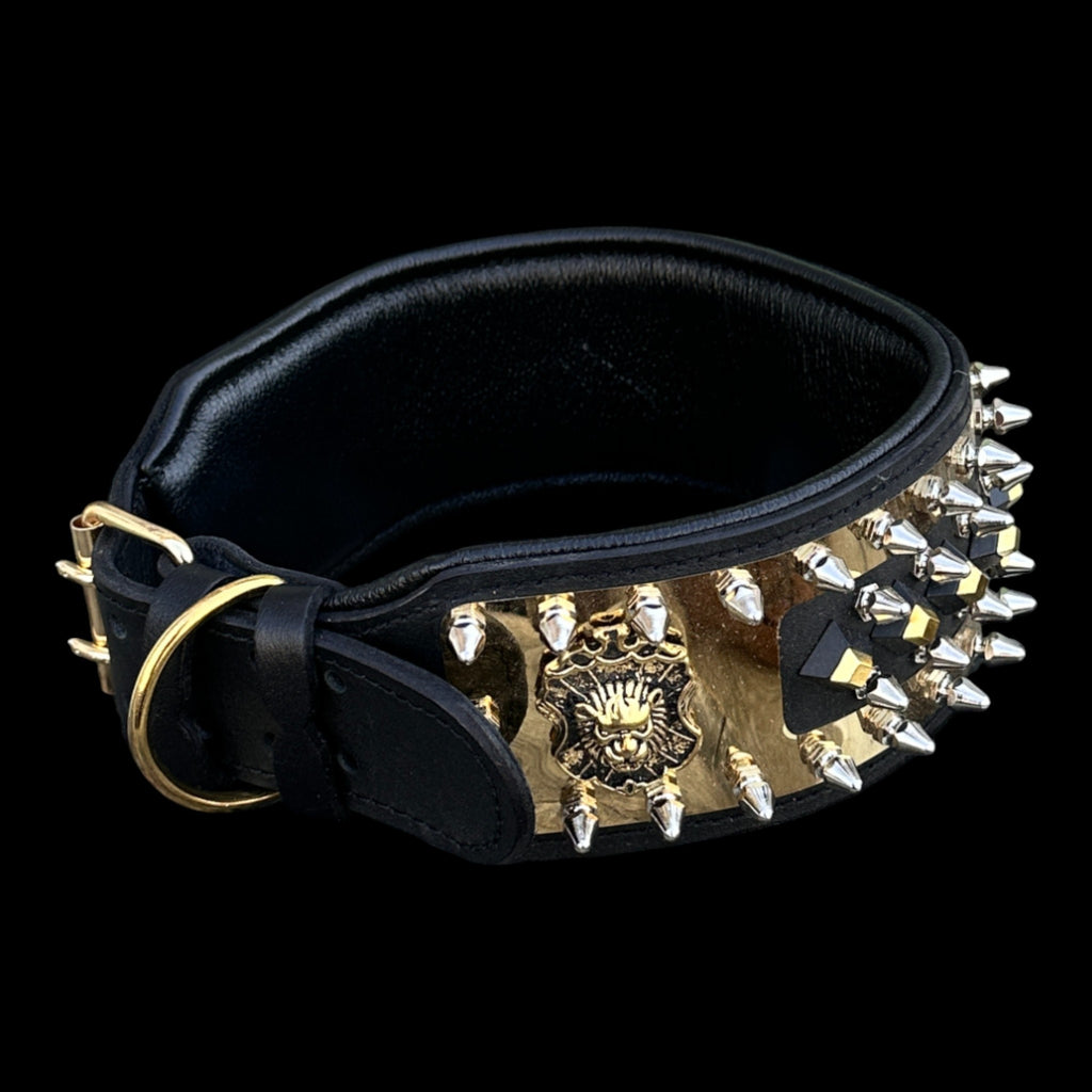 Premium leather spiked collar for Doberman and Kangal dogs.