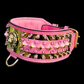 Doberman luxury pink gold dog collar