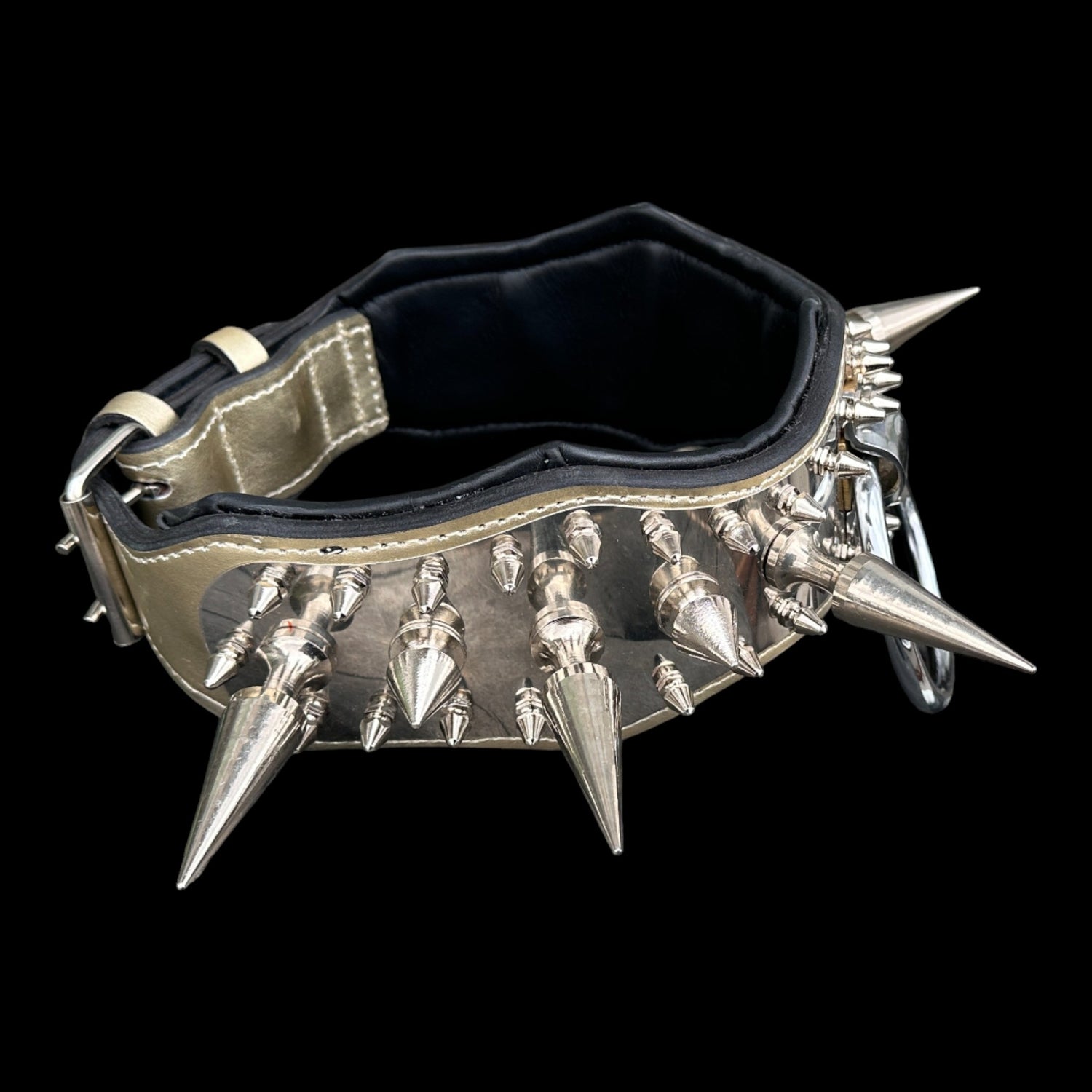 Doberman luxury steel D ring dog collar