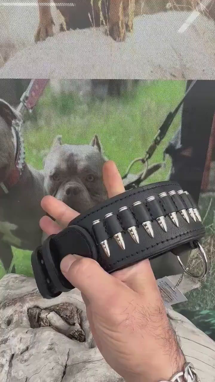 Bullet Spike 3-Piece Dog Set – Collar + Muzzle + Leash | Handmade Leather