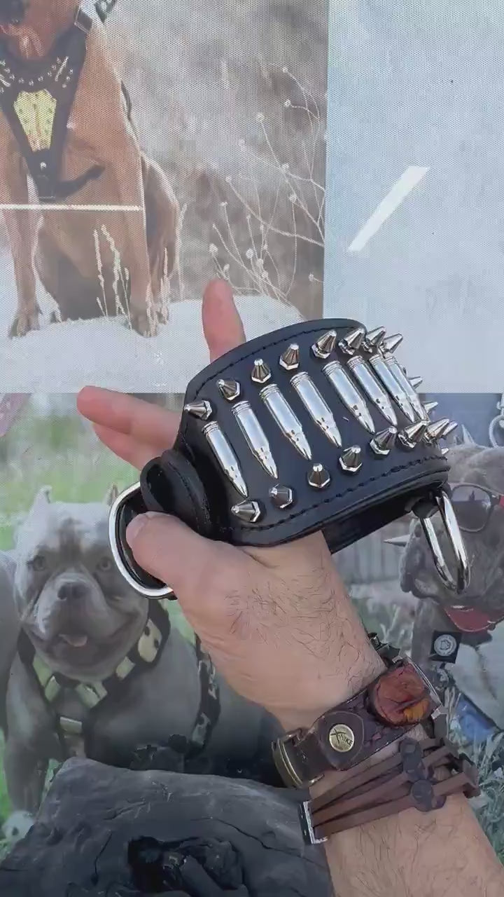 Handmade 8cm Wide Dog Collar with Bullets & Custom Laser Photo Plate – Heavy Duty for Cane Corso, Kangal, Rottweiler