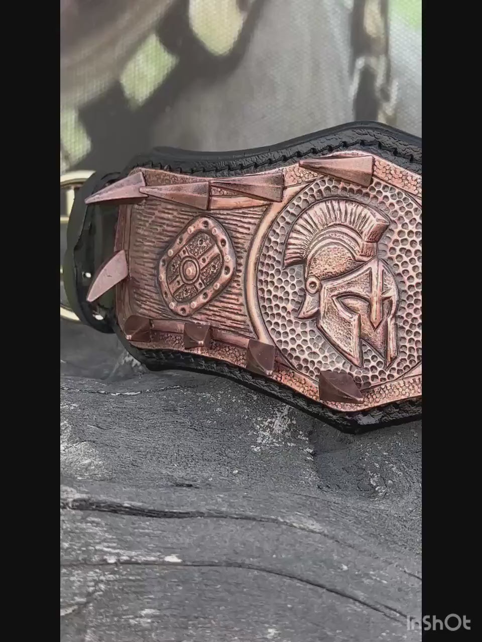 Gladiator Copper Spiked Dog Collar – Handcrafted Buffalo Leather