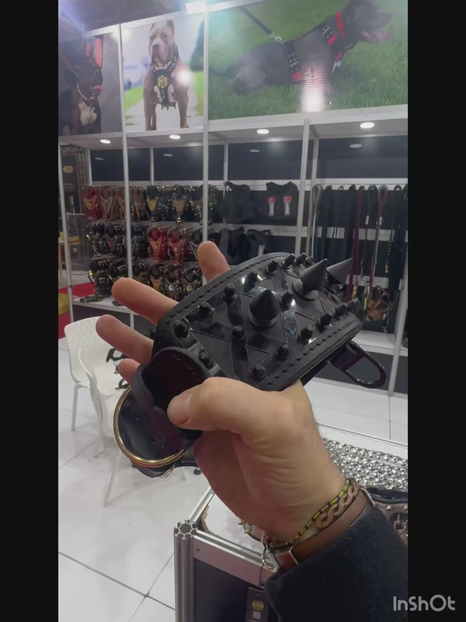 A Premium Black Leather Dog Collar with Punisher Logo – Spiked Heavy Duty for Large Breeds