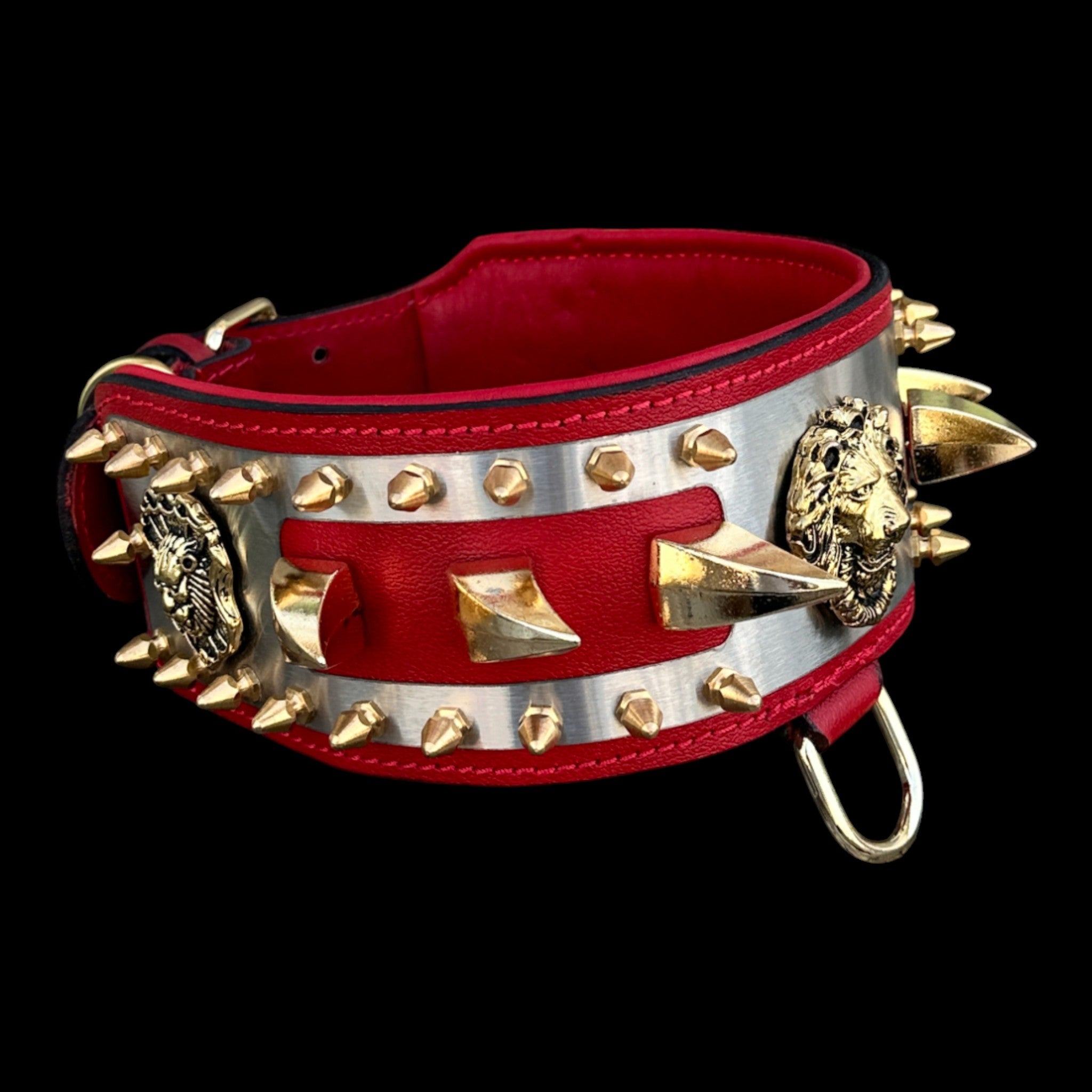 Premium quality red dog collar for Doberman and German Shepherd.