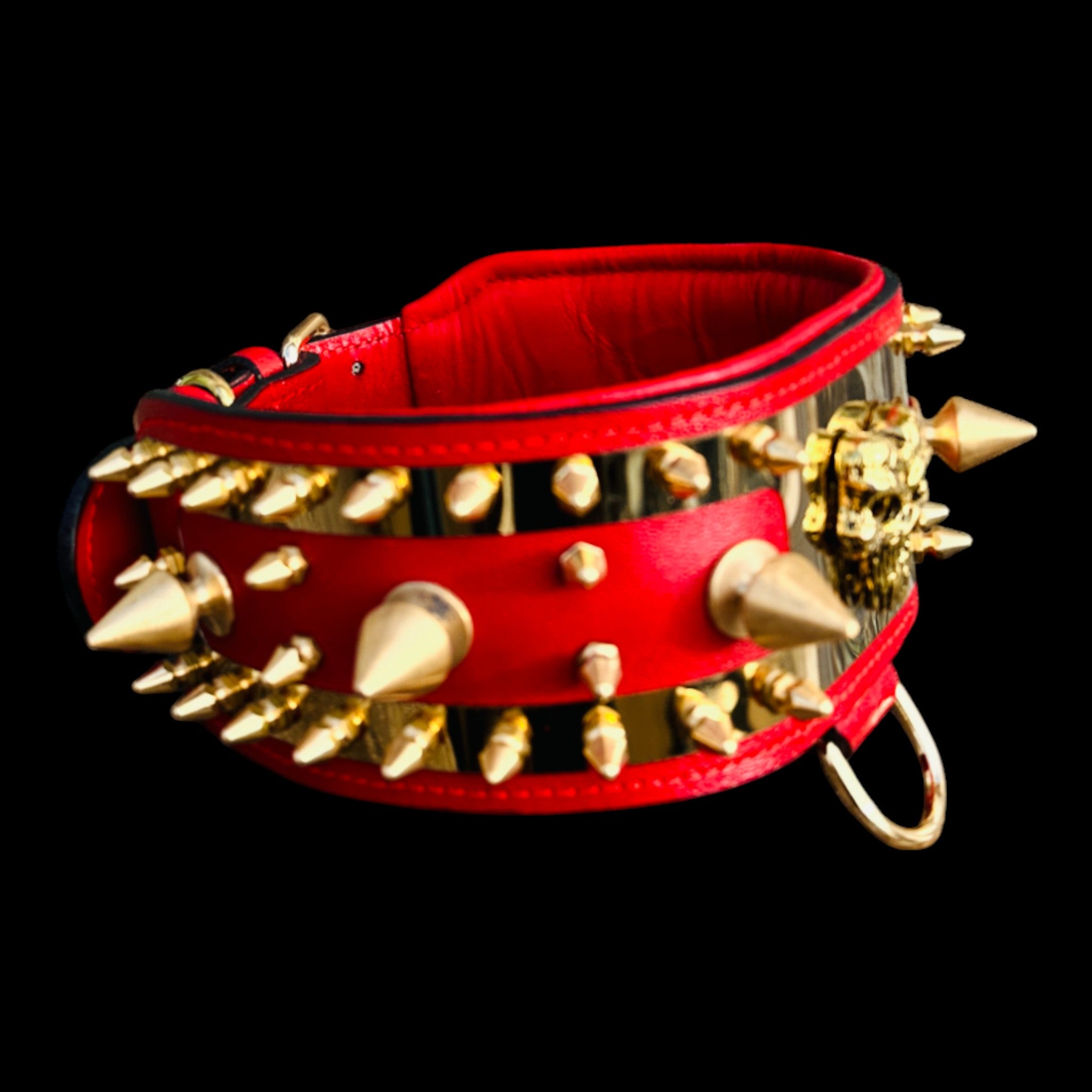 WarBringer™ Gold Edition – 3.15 inch Punisher Logo Buffalo Leather Dog Collar