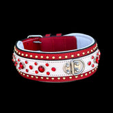 Handmade  Red & White cristal studss - A&C Dog Collars