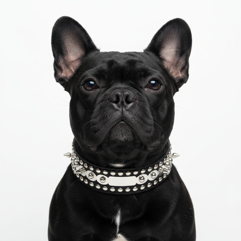 Siyah French Bulldog - Spike Tasma Önden Görünüm