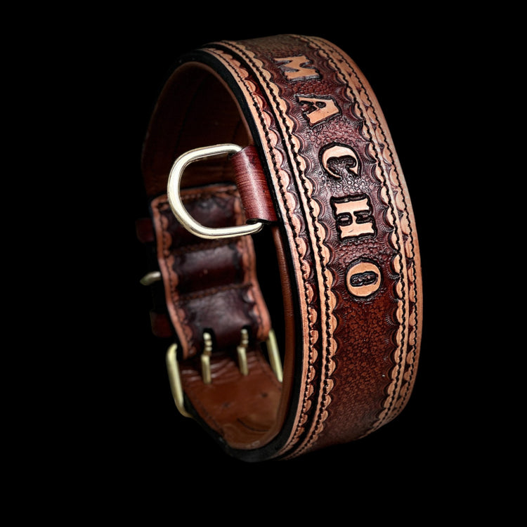 Handcrafted Buffalo Leather Dog Collar – Personalized Name Engraved, Strong & Stylish Collar for Cane Corso, Rottweiler, Doberman, Kangal, American Bully - A&C Dog Collars
