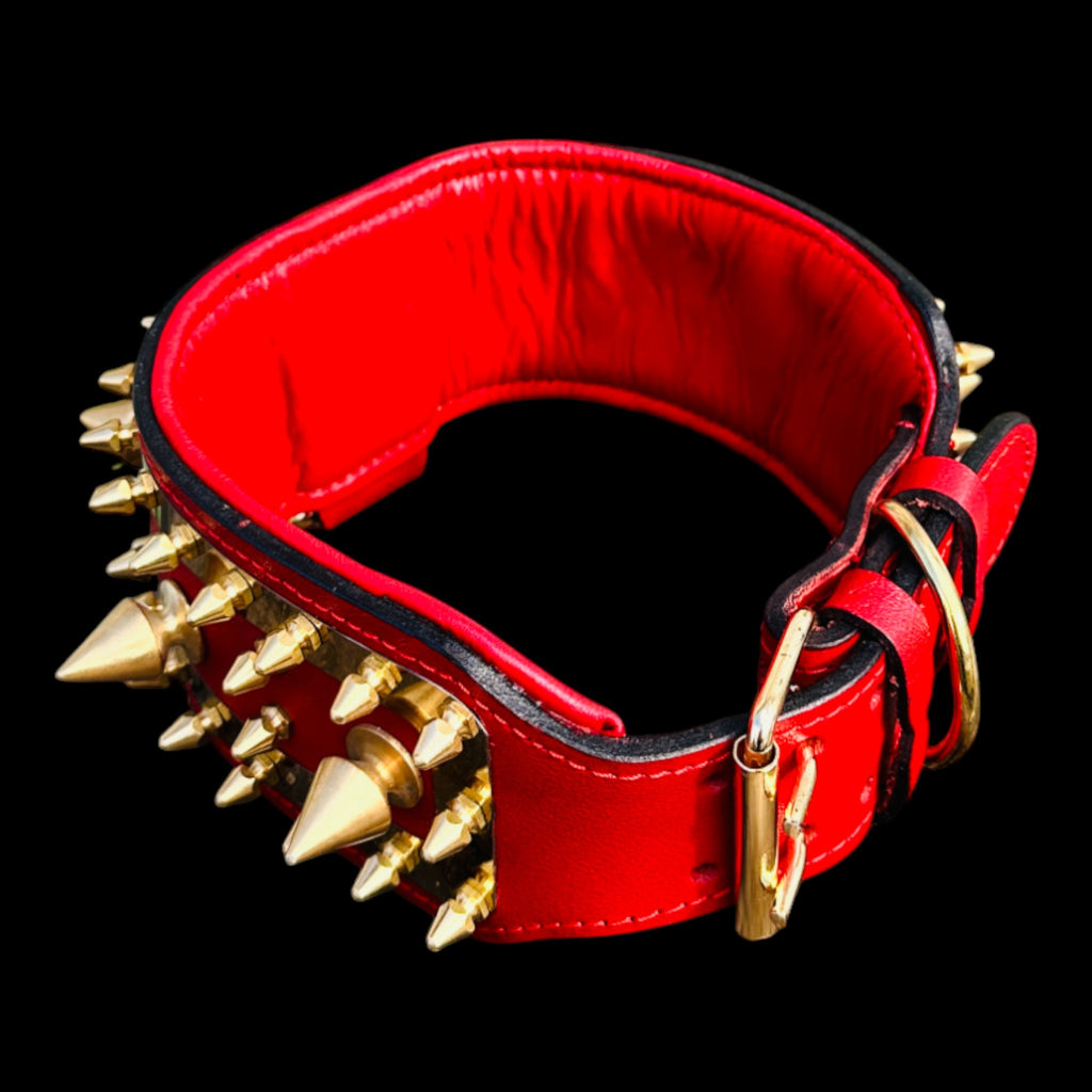 WarBringer™ Gold Edition – 3.15 inch Punisher Logo Buffalo Leather Dog Collar