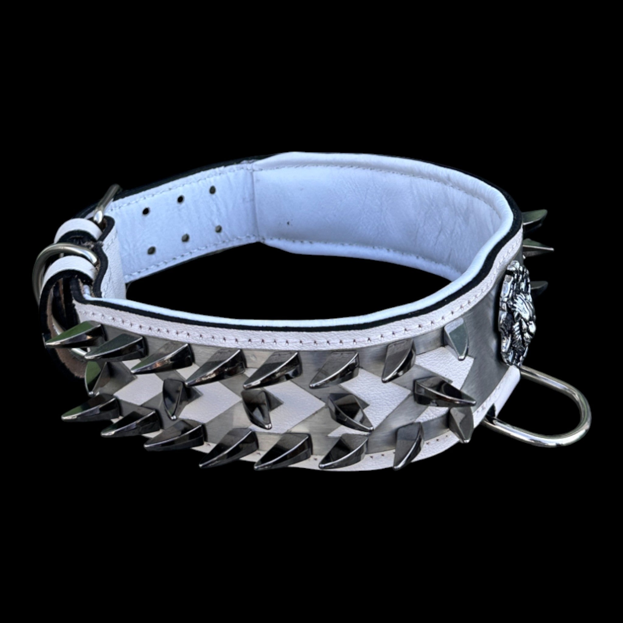 Handcrafted red and black dog collar for large power breeds