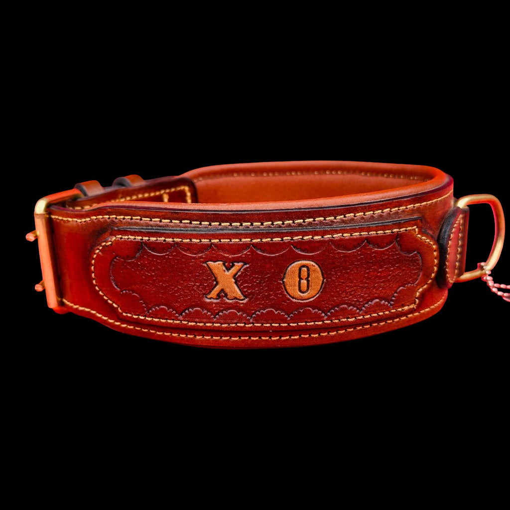 Personalized Brown Leather Dog Collar – Handmade Wide Padded Collar for Large Dogs