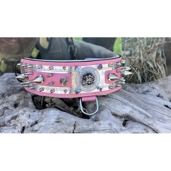 Pink studded collars for dogs best sale